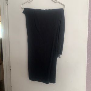 Pinstriped black dress pants